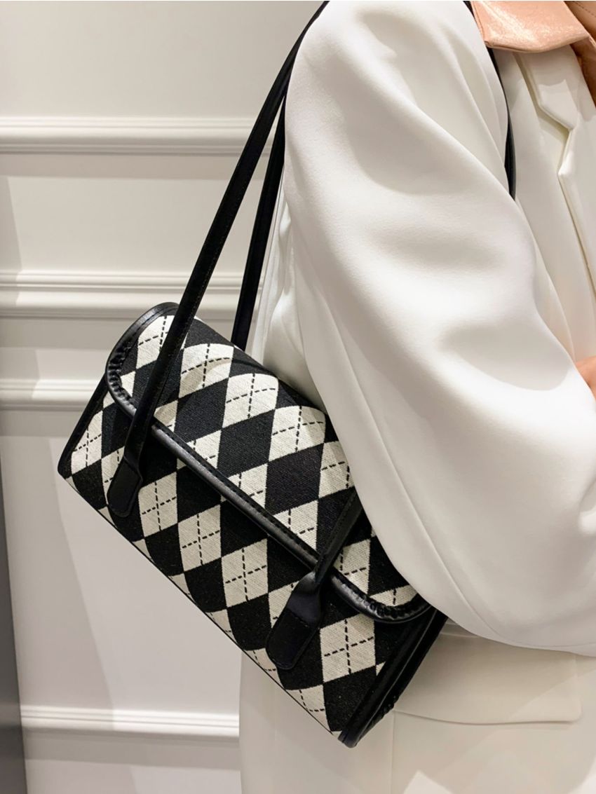 Geometric Graphic Flap Square Bag