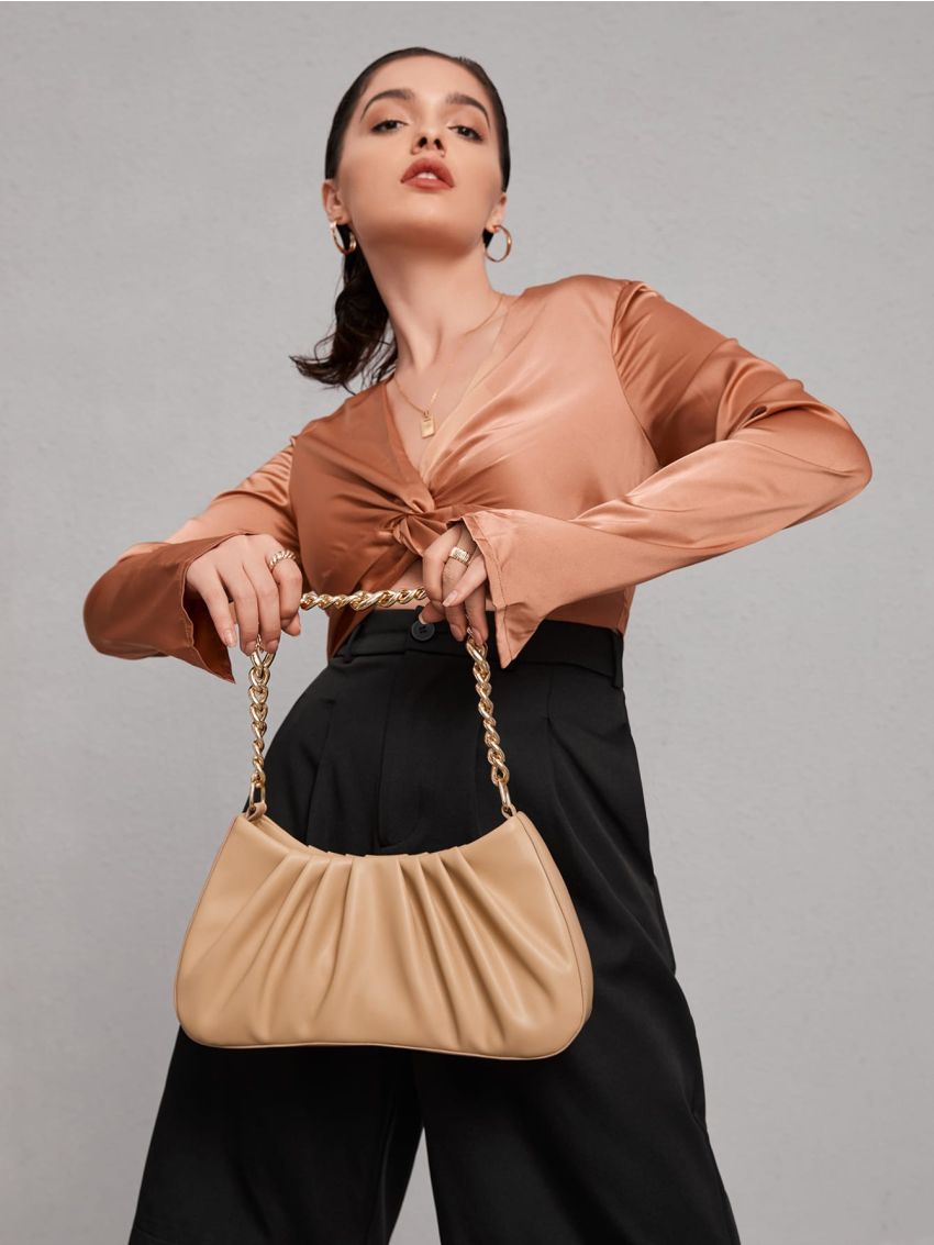 Minimalist Chain Ruched Bag