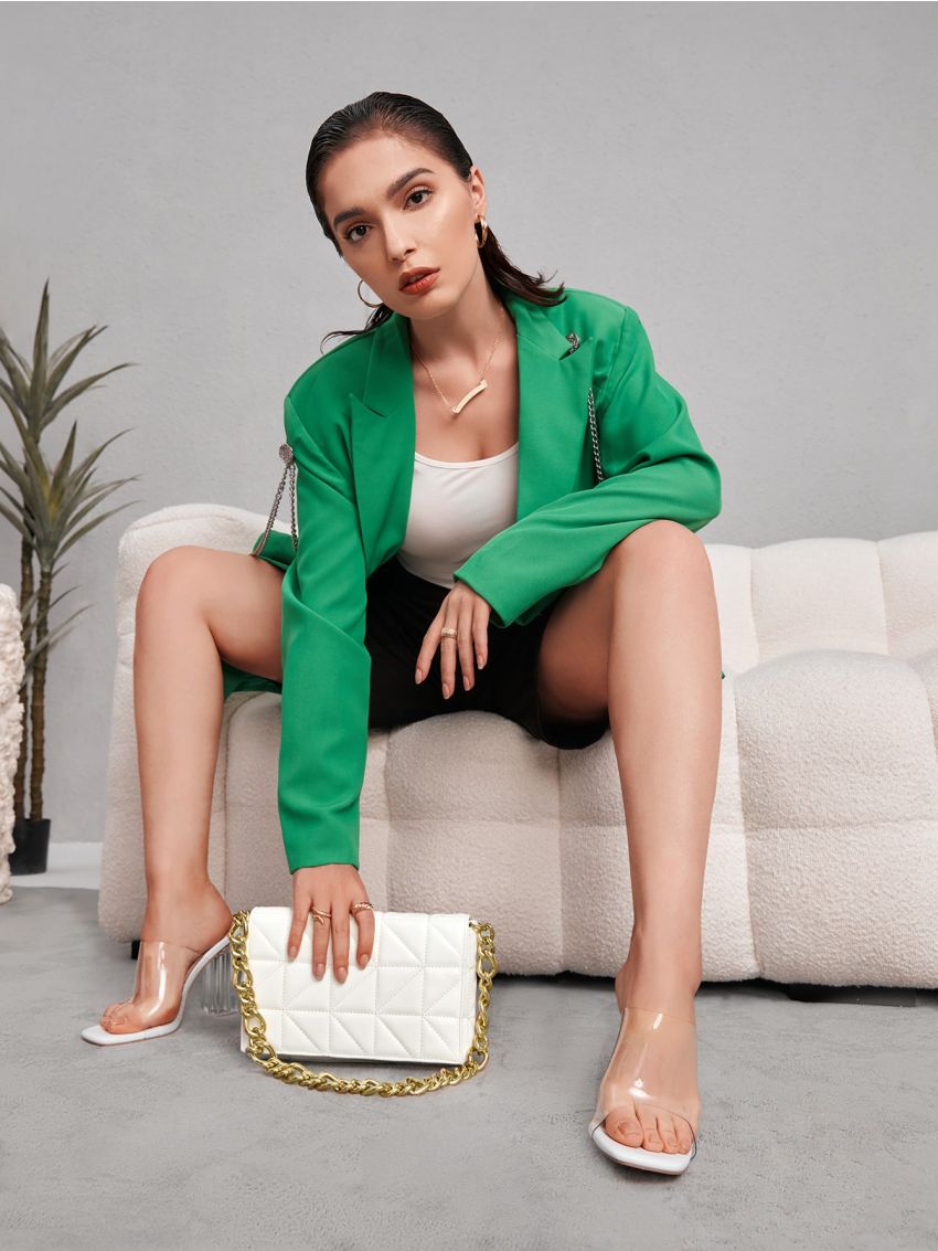 Minimalist Quilted Chain Decor Square Bag