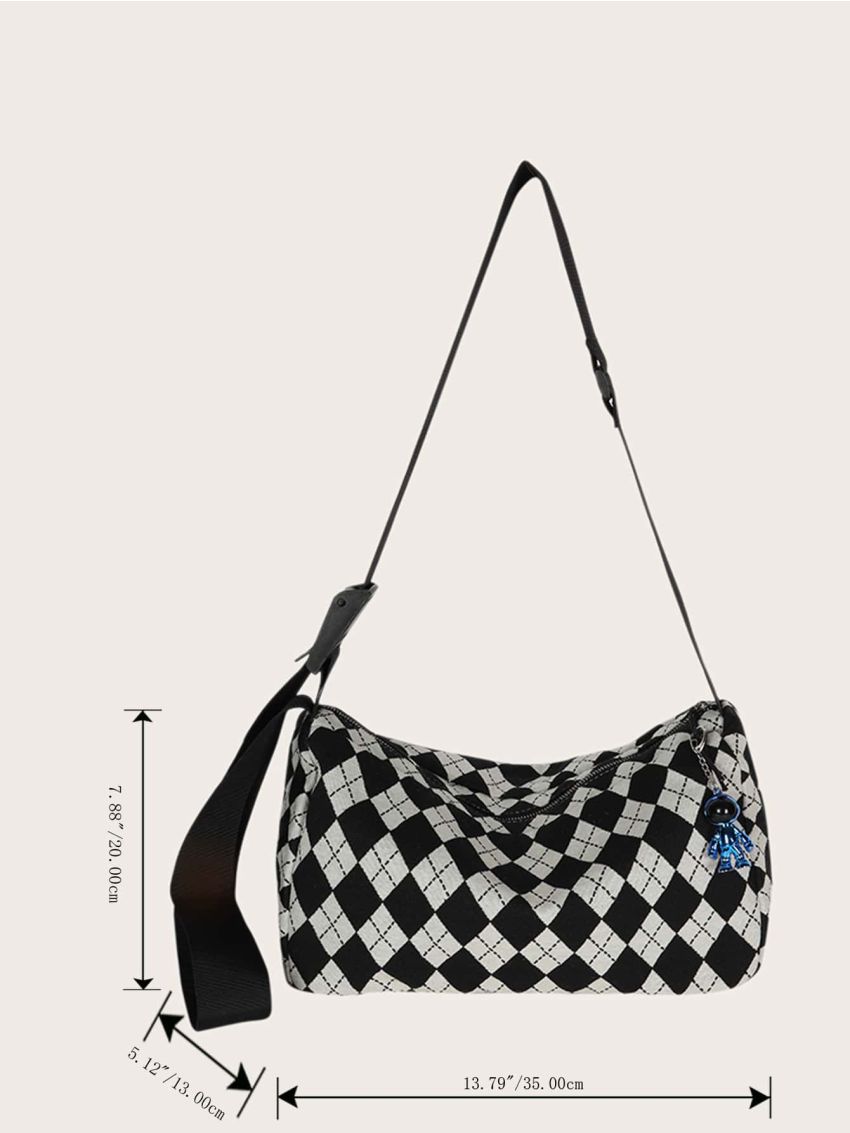 Geometric Graphic Square Bag With Bag Charm