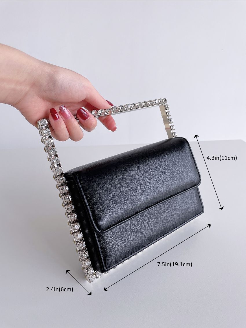 Mini Rhinestone Decor Flap Square Bag