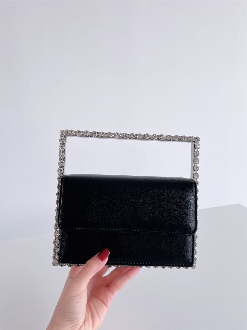 Mini Rhinestone Decor Flap Square Bag