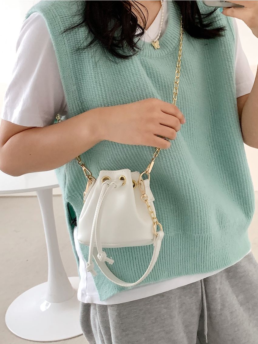 Mini Minimalist Drawstring Bucket Bag