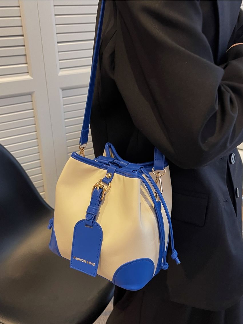 Mini Colorblock Letter Detail Bucket Bag