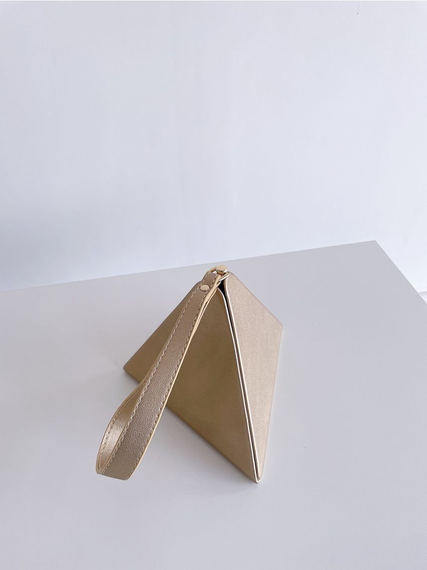 Metallic Pyramid Bag With Wristlet