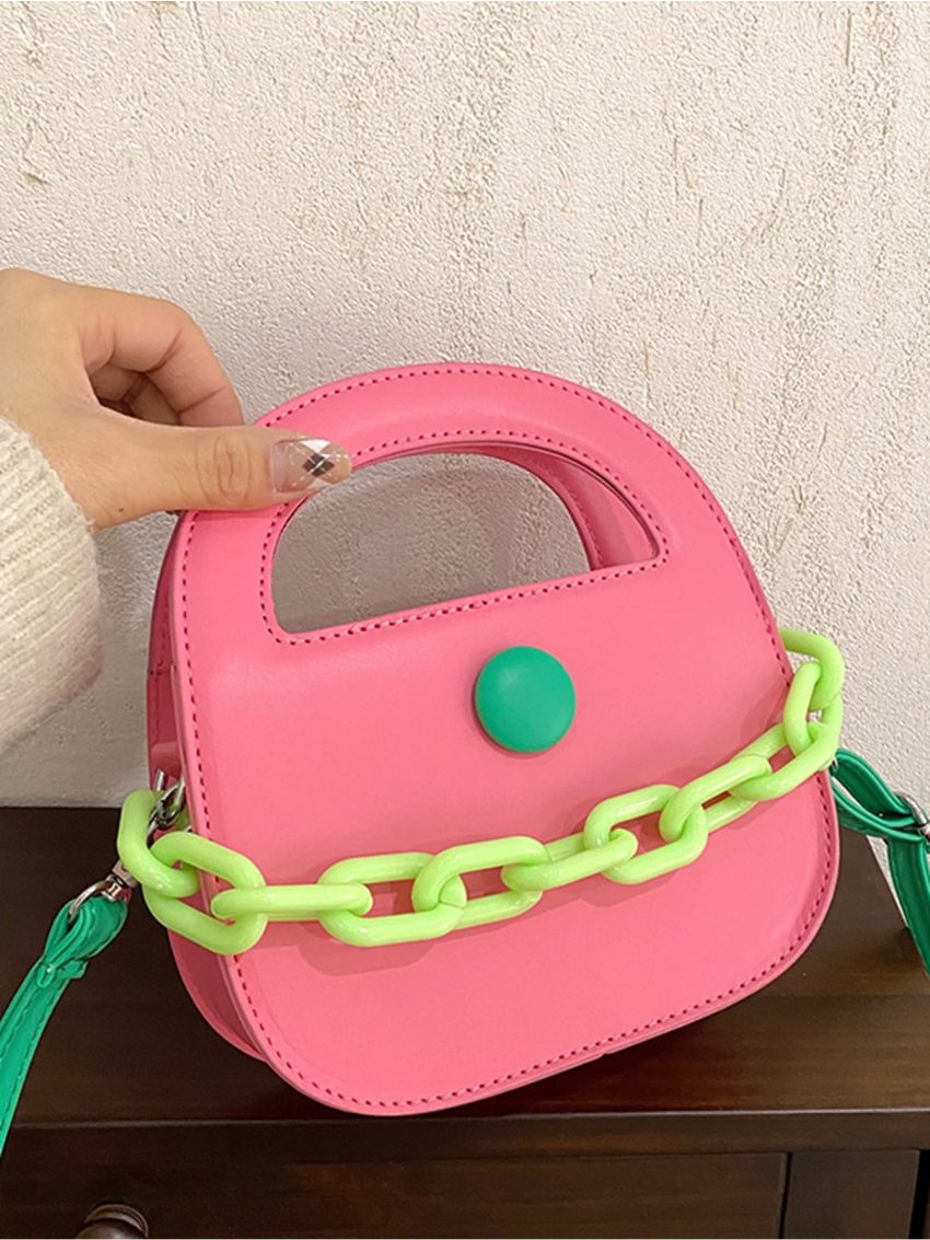 Minimalist Chain Decor Saddle Bag