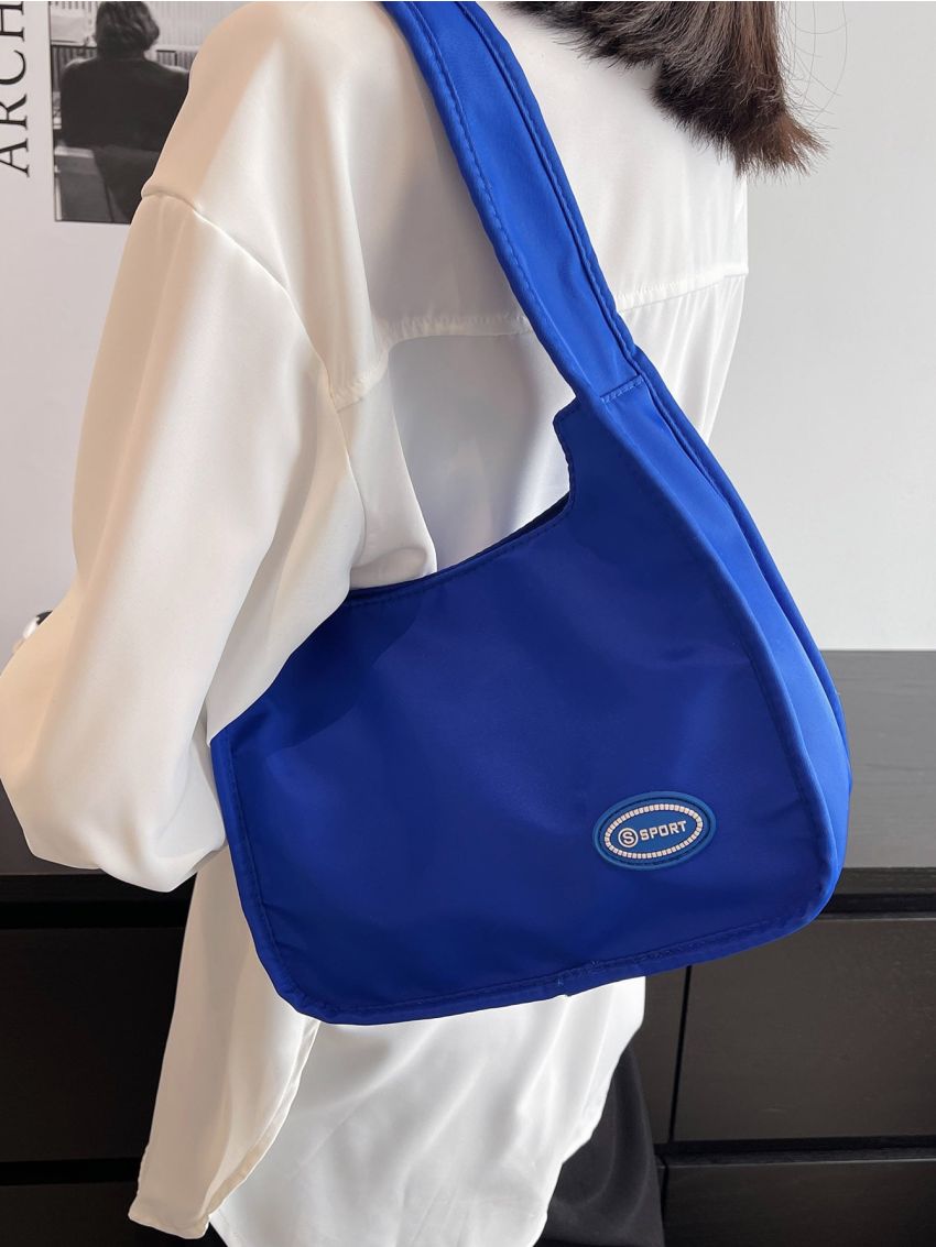 Letter Patch Baguette Bag