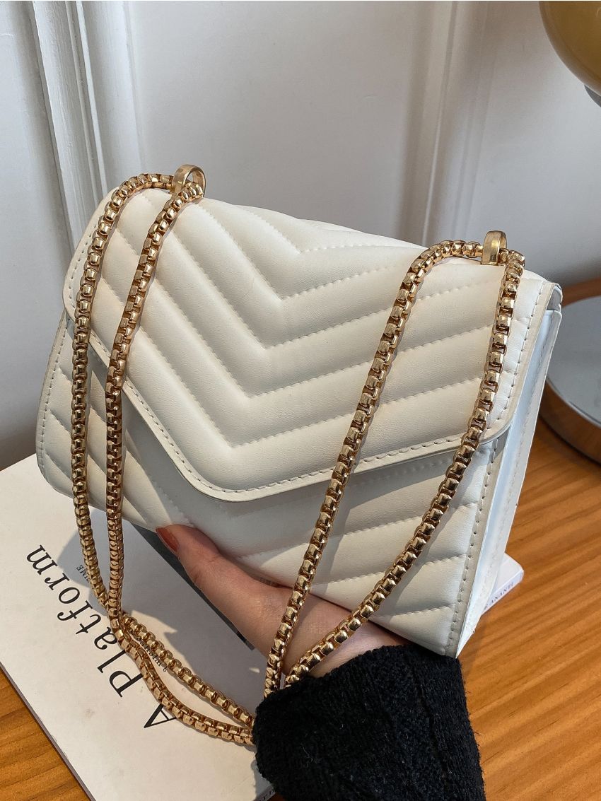 Mini Quilted Pattern Chain Square Bag