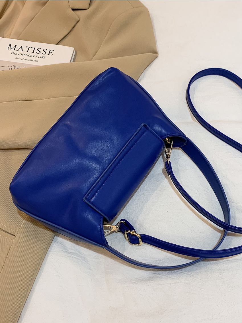 Button Decor Flap Ruched Bag