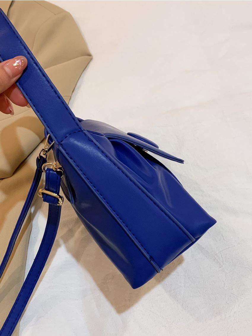 Button Decor Flap Ruched Bag