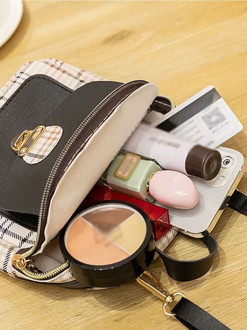 Mini Tartan Push Lock Curved Top Backpack