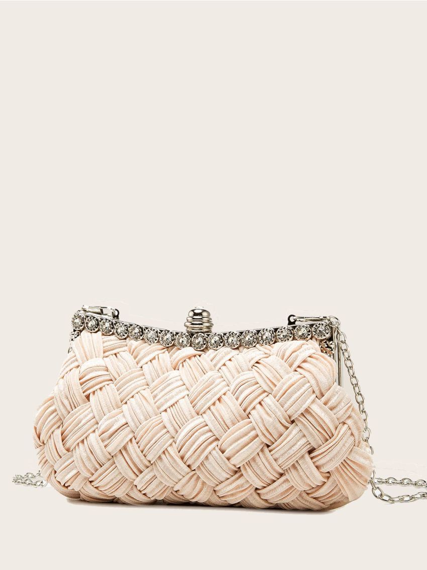 Rhinestone Decor Braided Decor Chain Bag
