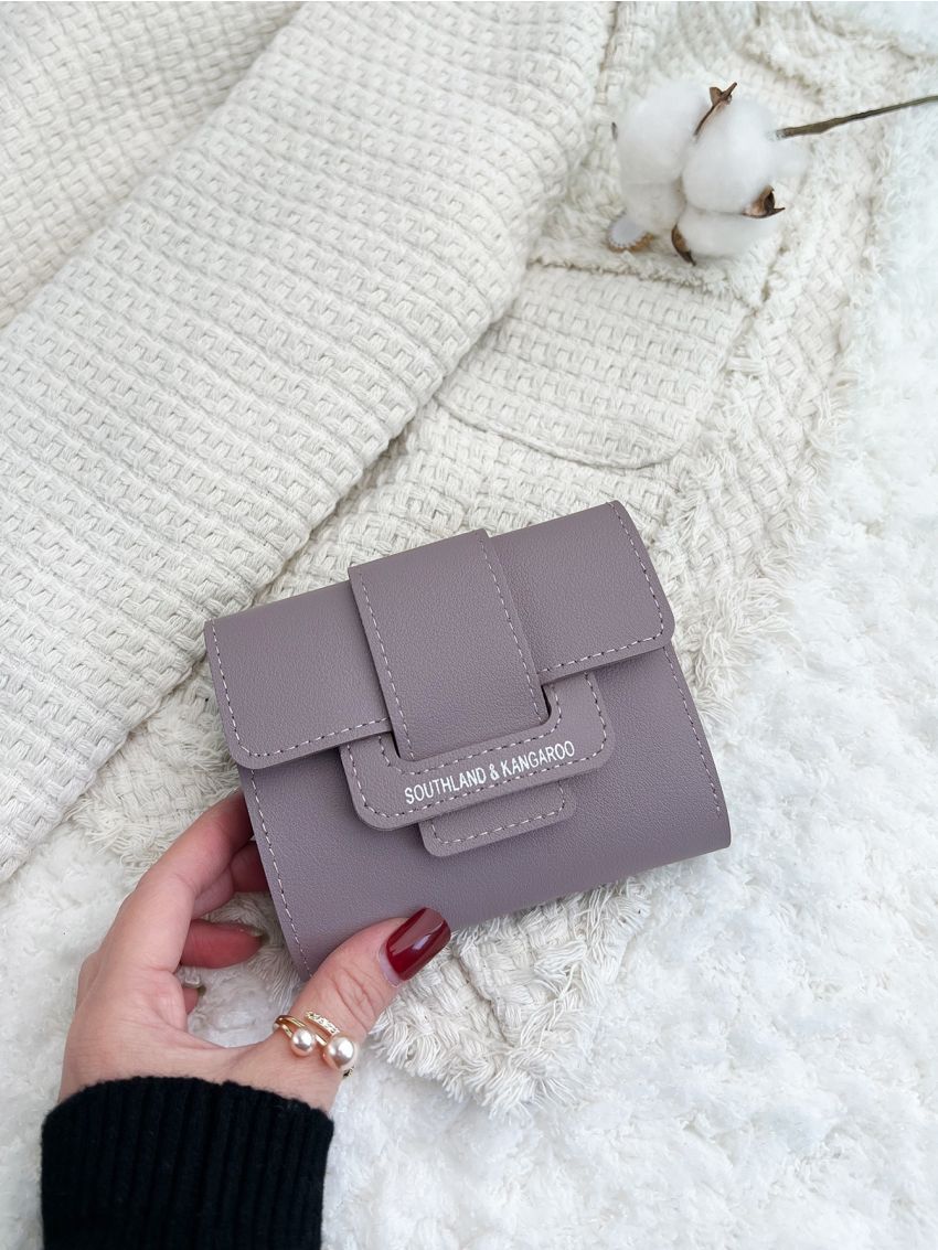 Letter Detail Fold Over Small Wallet