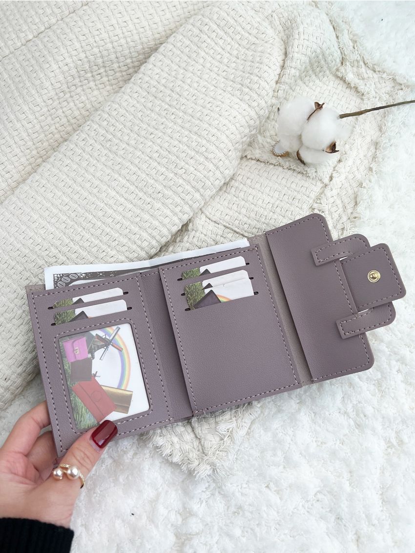 Letter Detail Fold Over Small Wallet