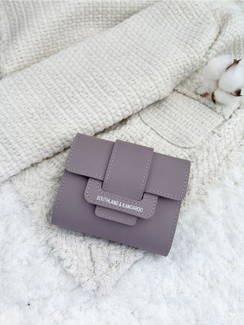 Letter Detail Fold Over Small Wallet