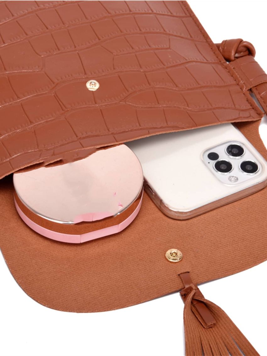 4pcs Crocodile Embossed Tassel Decor Bag Set