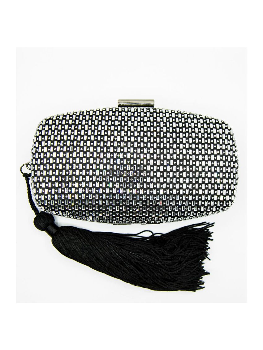 Metallic Tassel Decor Chain Box Bag