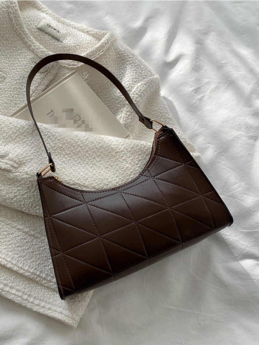 Minimalist Quilted Baguette Bag