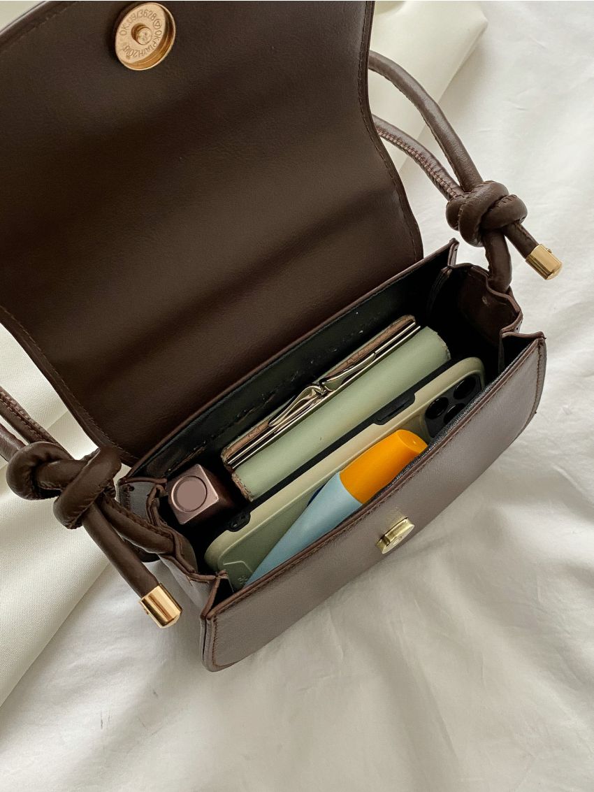 Mini Minimalist Knot Decor Flap Saddle Bag