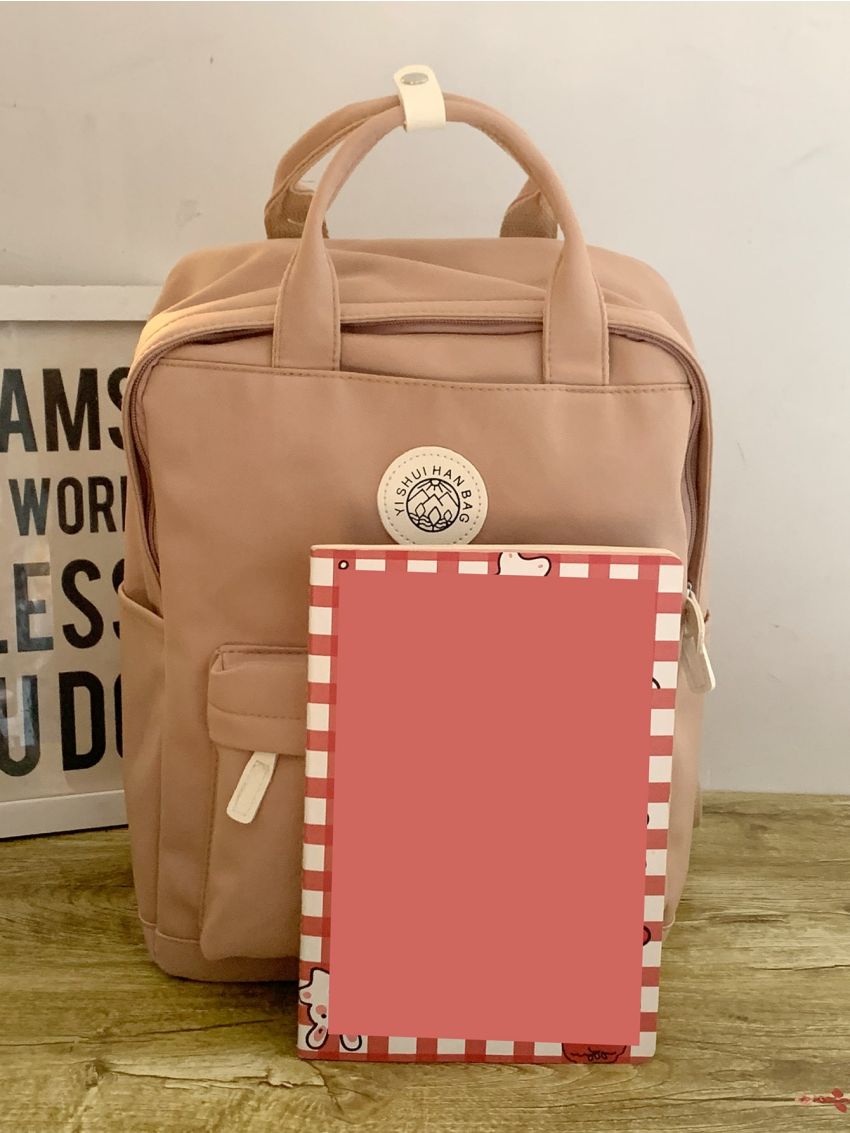 Letter Patch Decor Functional Backpack