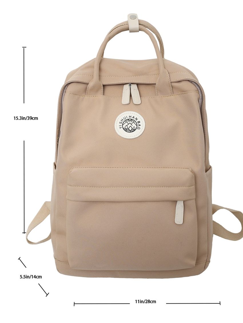 Letter Patch Decor Functional Backpack