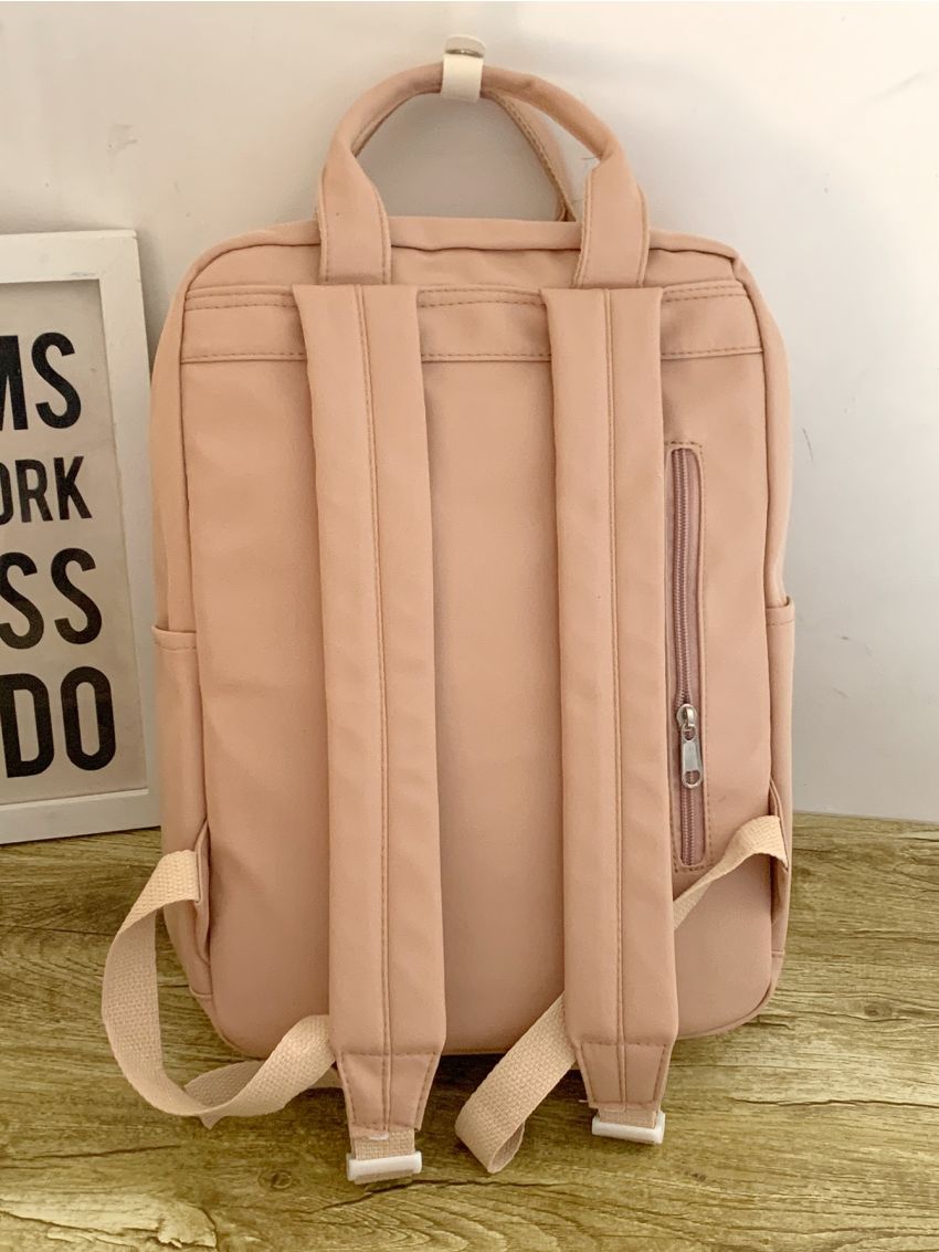 Letter Patch Decor Functional Backpack
