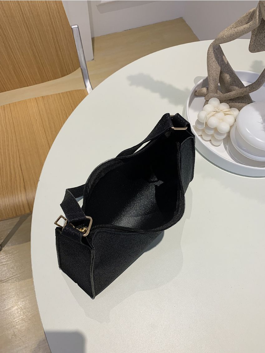 Minimalist Glitter Baguette Bag