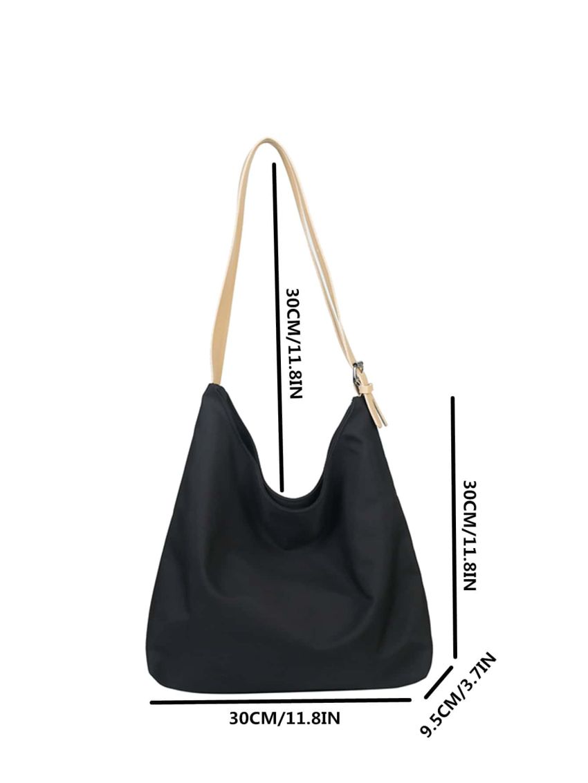 Minimalist Buckle Decor Shoulder Tote Bag