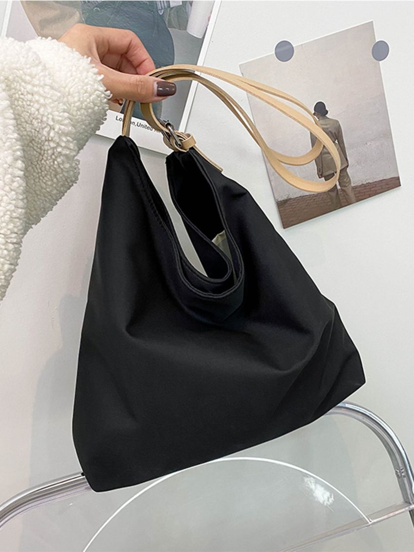 Minimalist Buckle Decor Shoulder Tote Bag