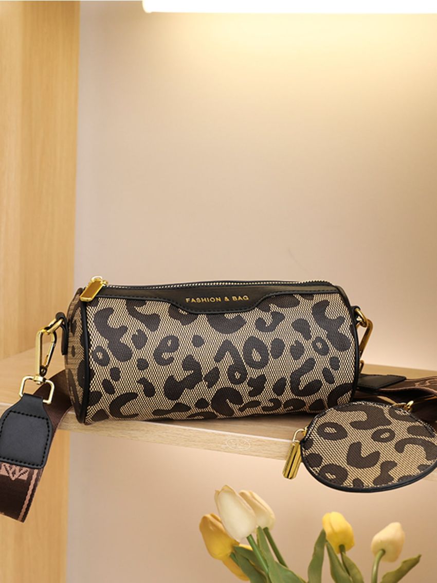 Leopard Bucket Bag With Coin Purse