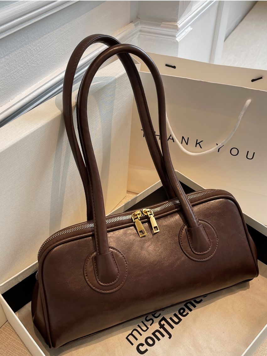 Double Zipper Baguette Bag