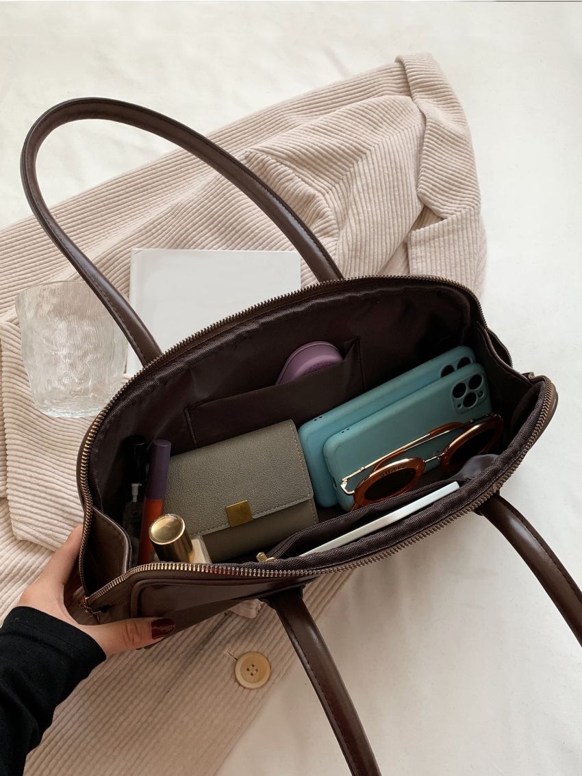 Double Zipper Baguette Bag