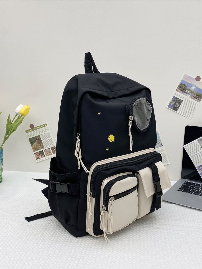 Knot Decor Planet Patch Waterproof Functional Backpack