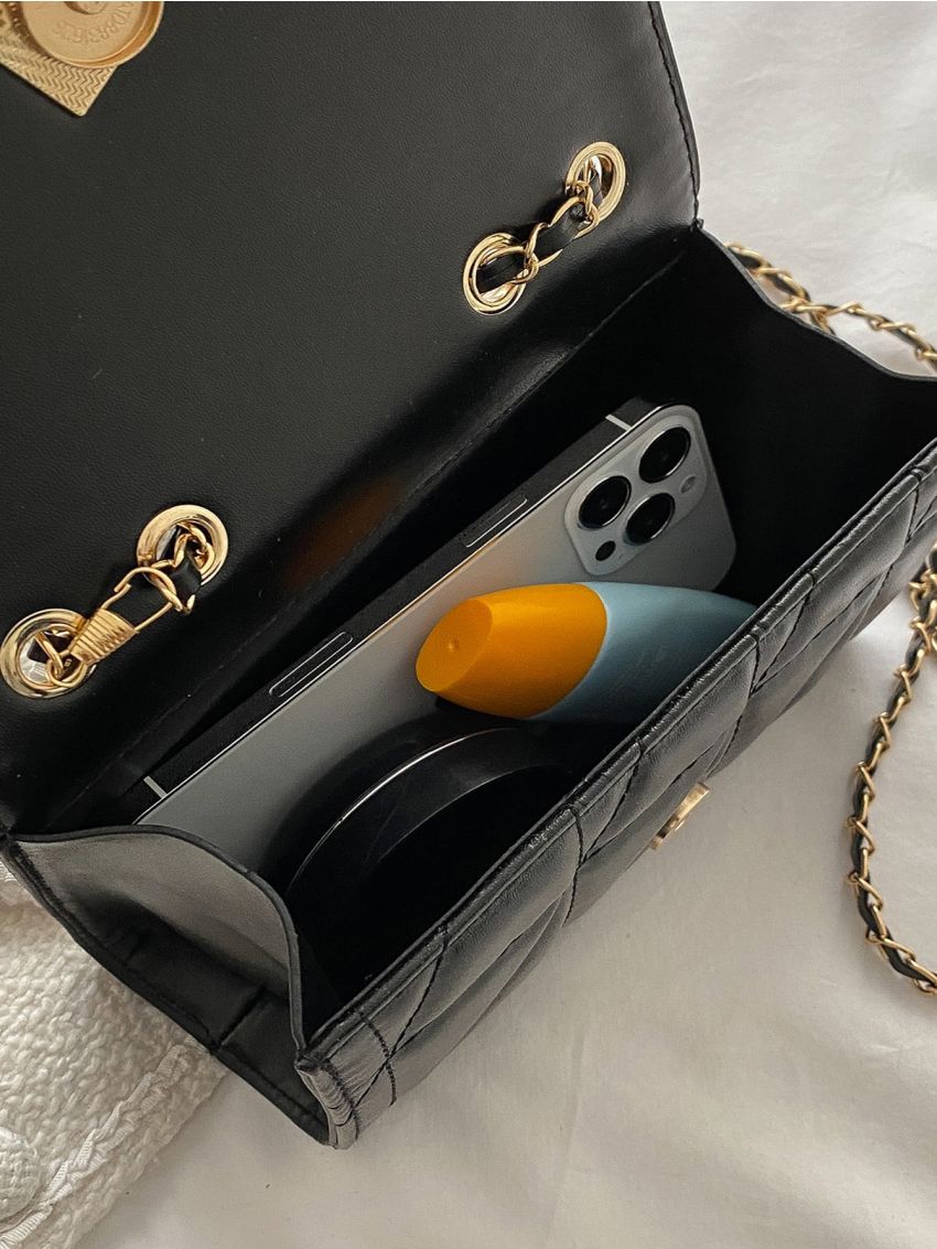 Mini Minimalist Quilted Chain Flap Square Bag