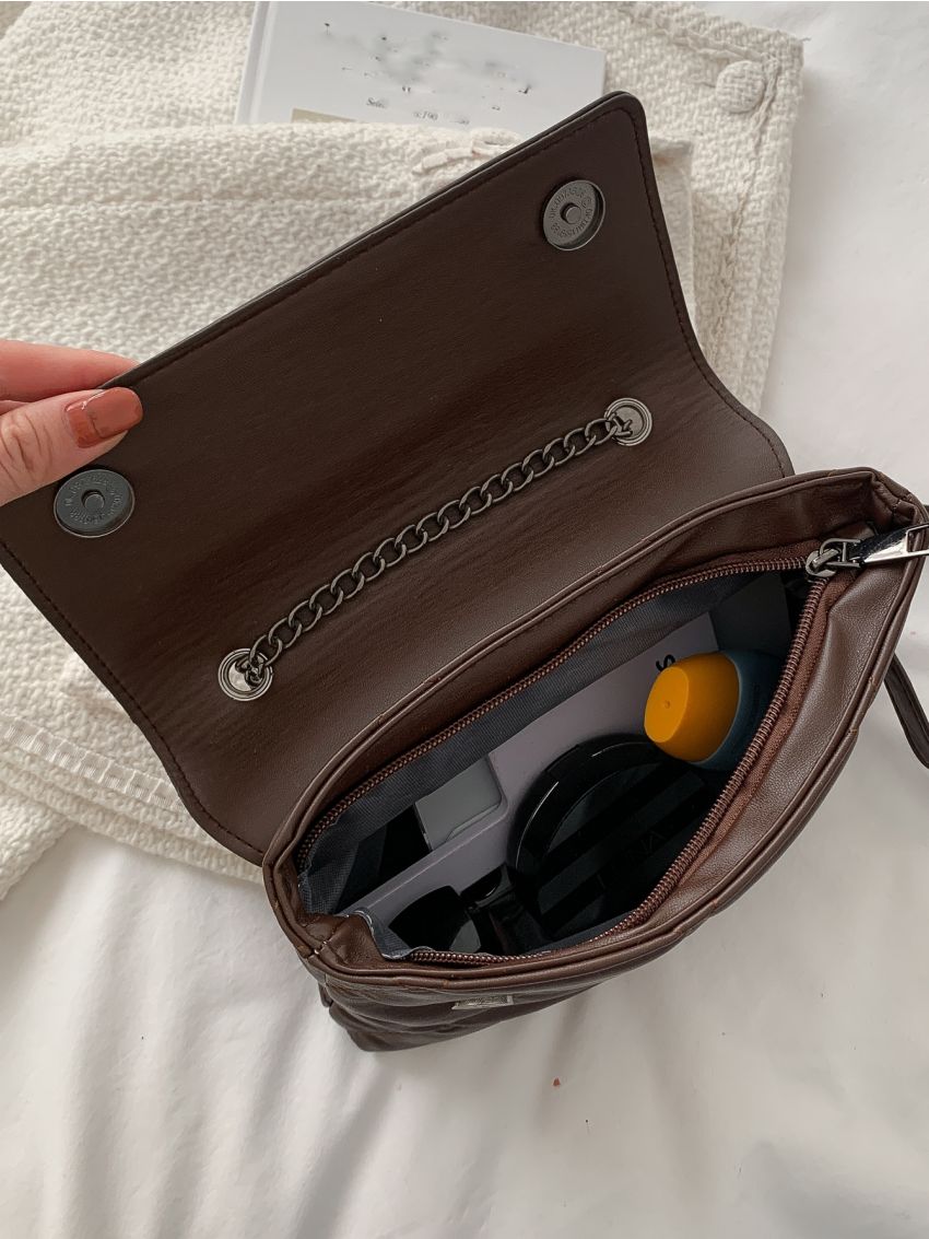 Quilted Flap Chain Square Bag