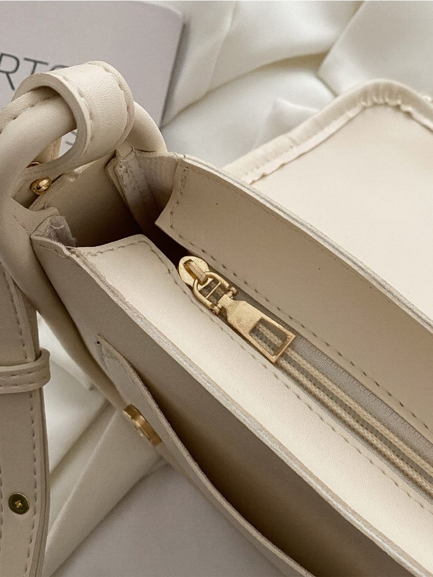 Double Buckle Decor Flap Square Bag