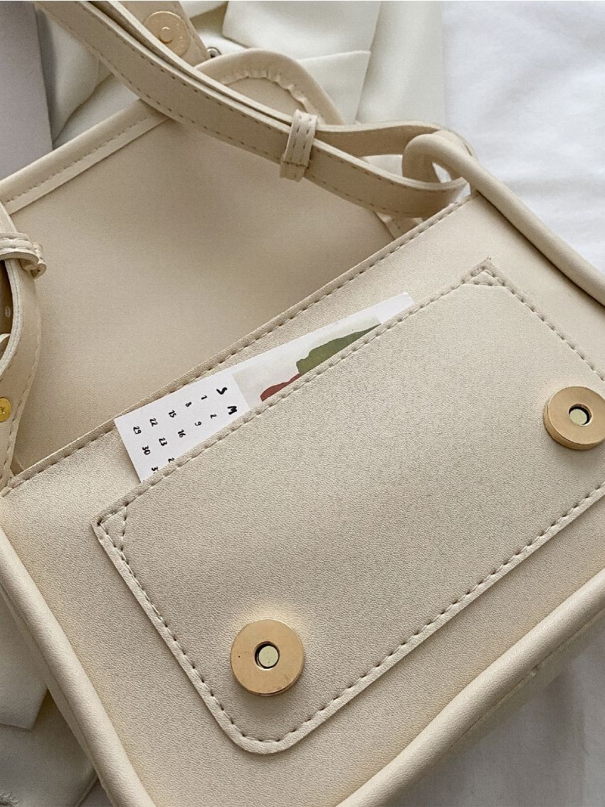 Double Buckle Decor Flap Square Bag