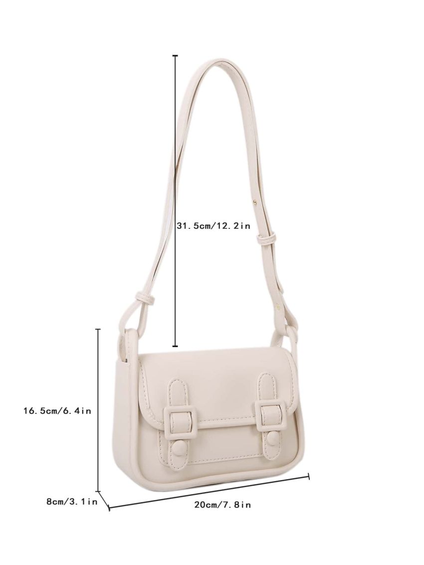 Double Buckle Decor Flap Square Bag