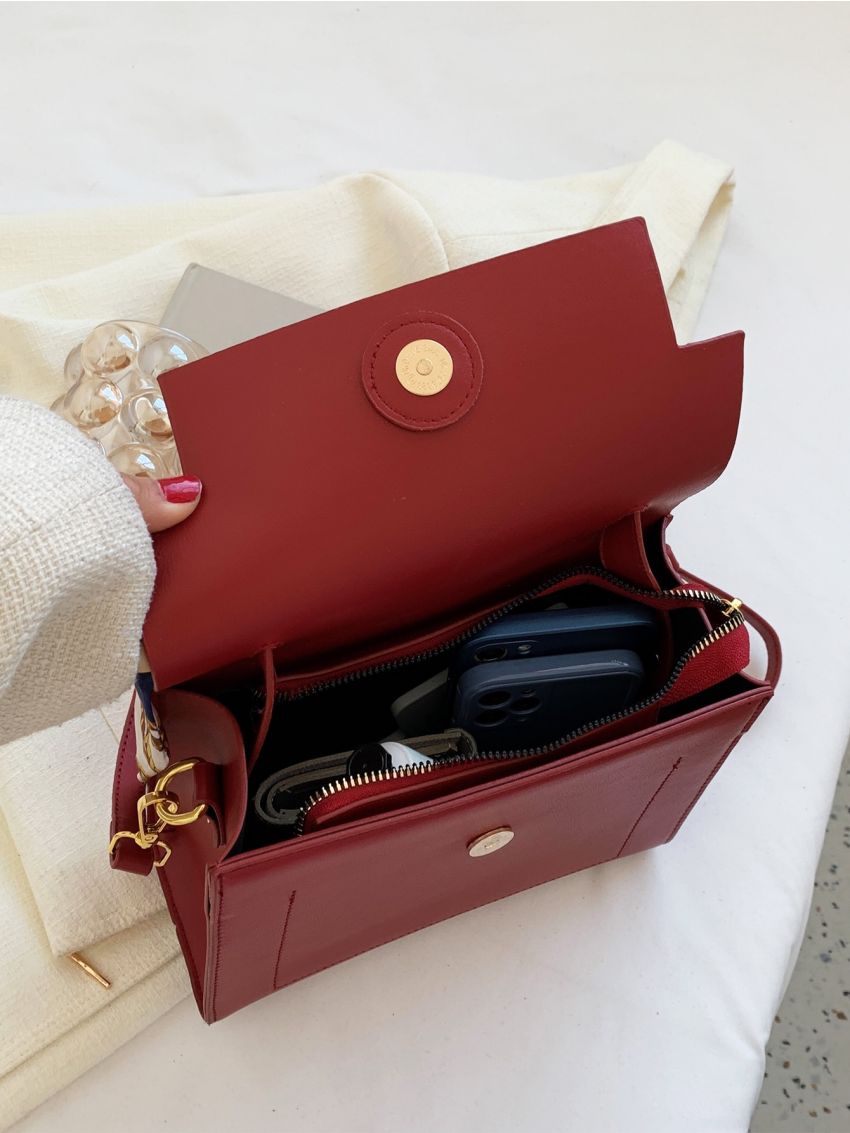 Minimalist Twilly Scarf Decor Flap Square Bag