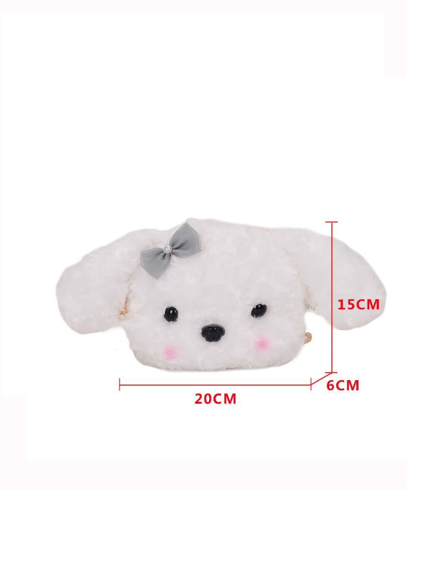 Cartoon Design Bow Decor Fluffy Chain Crossbody Bag