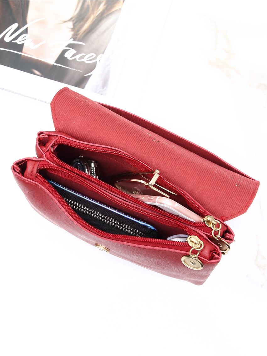 Studded Decor Flap Square Bag