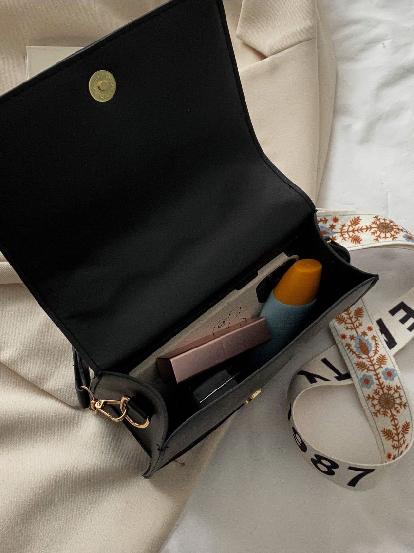 Mini Geometric Pattern Flap Square Bag