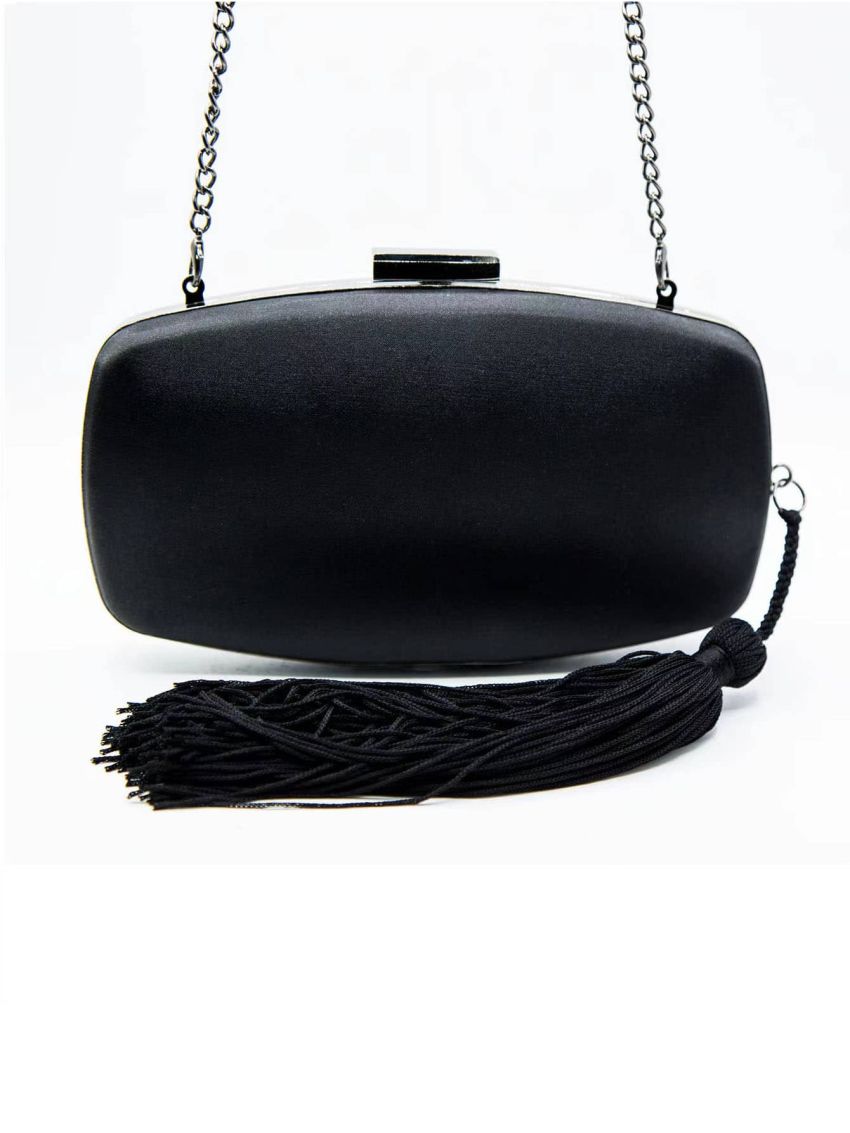 Metallic Tassel Decor Chain Box Bag
