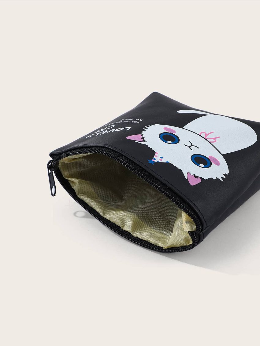 Cartoon Cat Graphic Coin Case