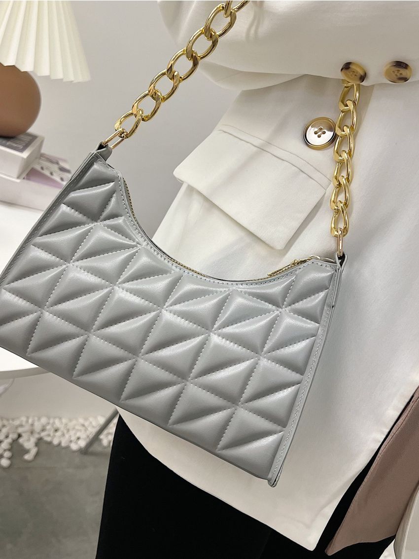 Minimalist Quilted Chain Shoulder Bag