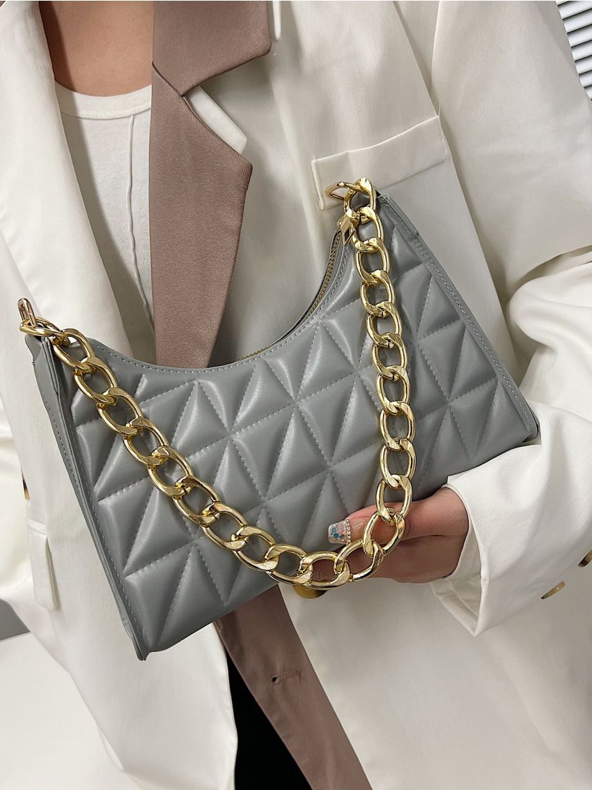Minimalist Quilted Chain Shoulder Bag