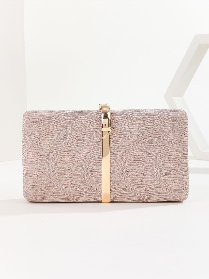 Glitter Decor Metal Detail Chain Box Bag