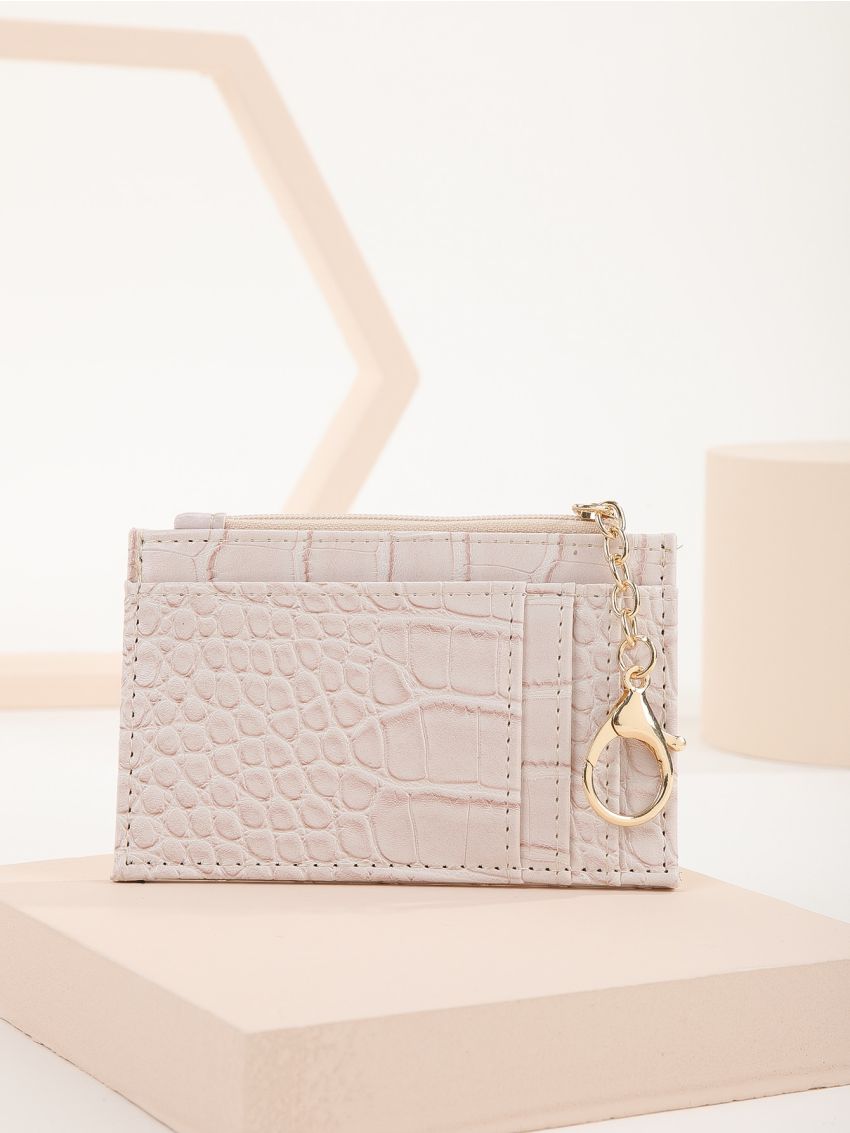 Crocodile Embossed Chain Card Holder