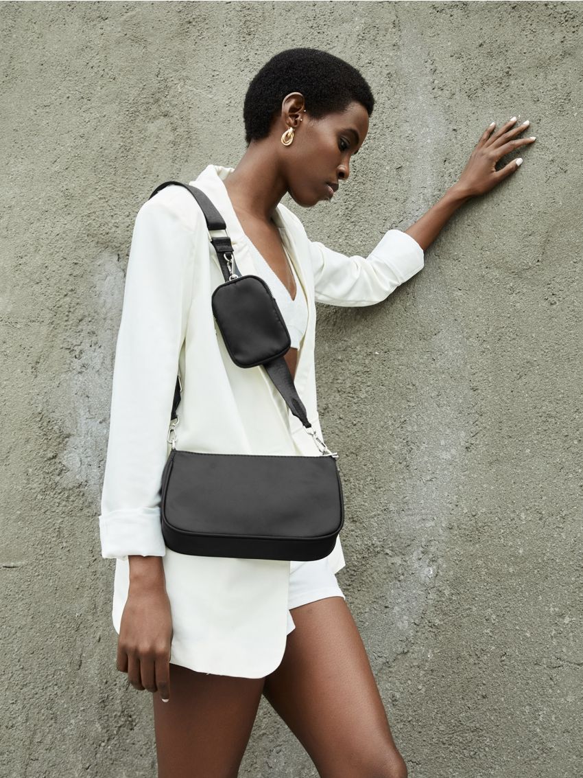 Crocodile Embossed Crossbody Bag With Coin Purse