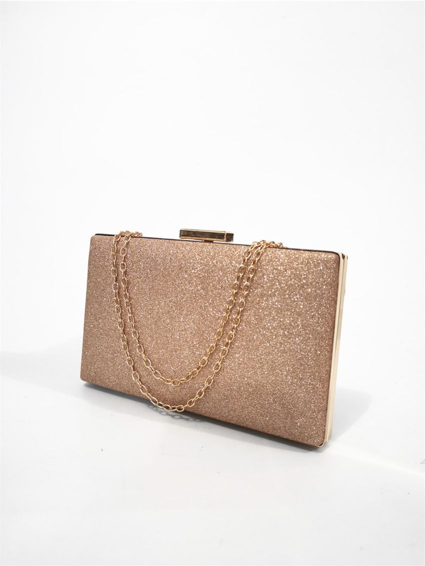 Mini Glitter Decor Clip Top Chain Box Bag